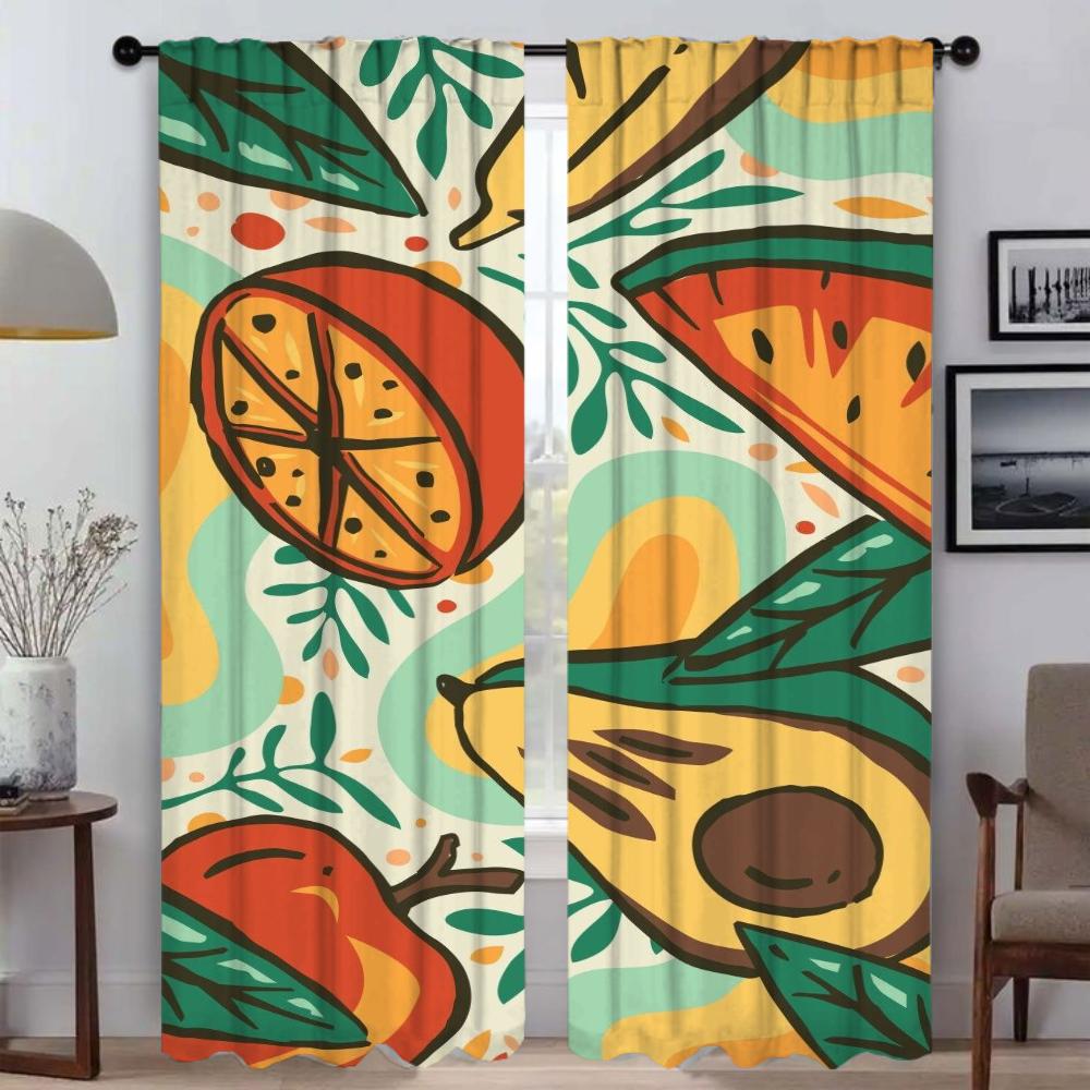 Modern Living Room Curtains for Camera Fruit Tulle for Bedroom Shades Partition Window Curtain Blackout Curtains 2 Pieces Child