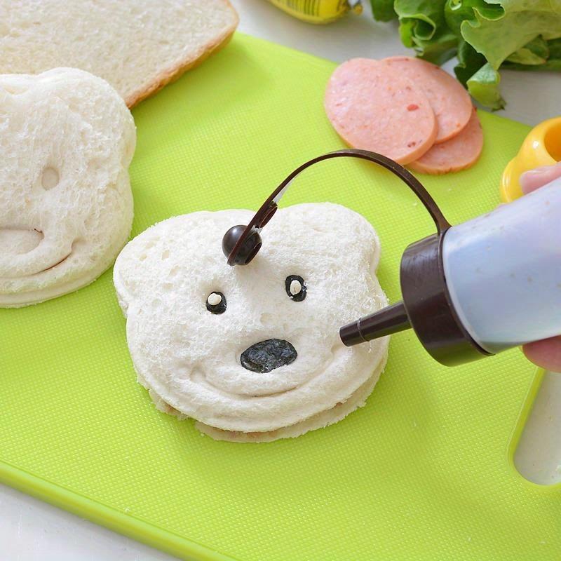 Cartoon Bear Sandwich Mold, Plastic Rice Ball Mold, DIY Breakfast Tools, Food Safe Kitchen Supplies, for School Lunch Box Essentials, Cookie Cutter