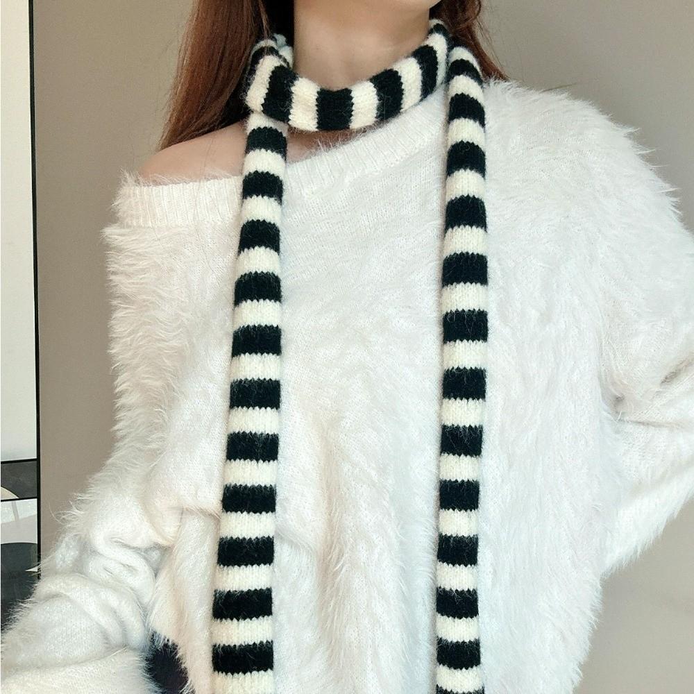 Collocation Clothing Accessories Striped Scarf Y2K Style Knitted Shawl Long Narrow Scarves Girl
