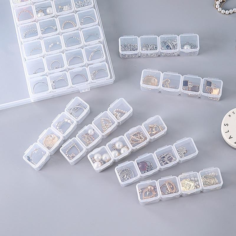 56/28 Сетка Прозрачная Коробка Для Хранения Ювелирных Изделий Дизайн Ногтей Серьги Кольца Бусины Контейнер Организация Домашнего Хранения