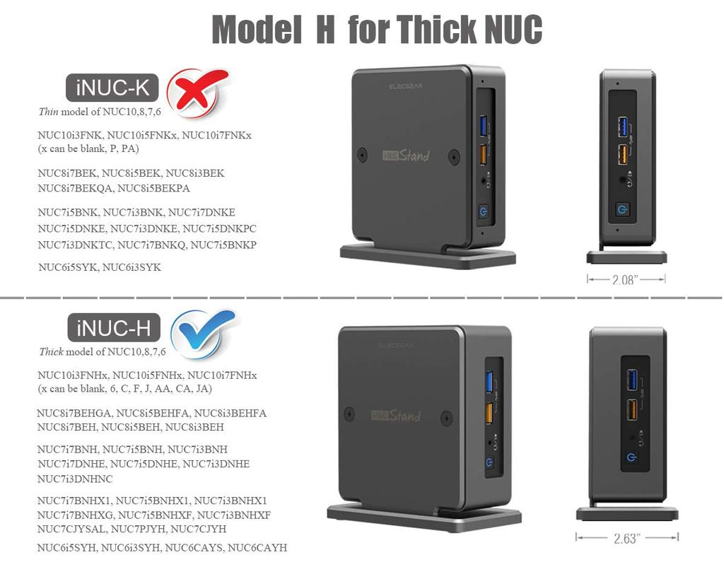Вертикальная подставка для Intel ElecGear, алюминиевая настольная подставка, охлаждающий держатель, чехол, настольное крепление VESA, экономящий место органайзер для Intel NUC 6 Thick Edition