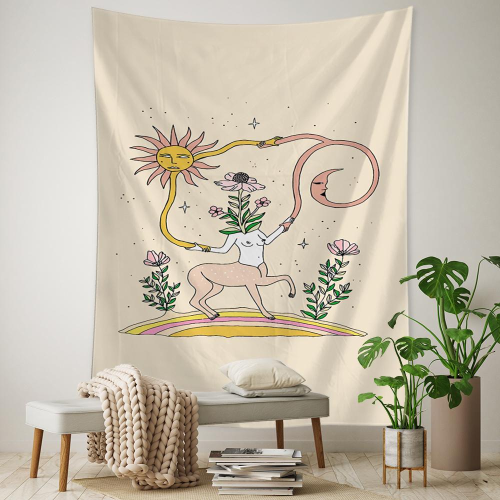 Растение Цветок Таро Гобелен Настенный Астрология Гадание Колдовство Богиня Солнца и Луны Домашний Декор