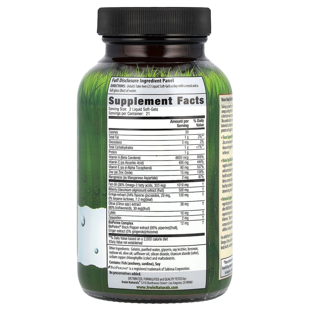 Irwin Naturals Vision Sharp Мультивитаминный комплекс для глаз 42 Жидкие мягкие капсулы