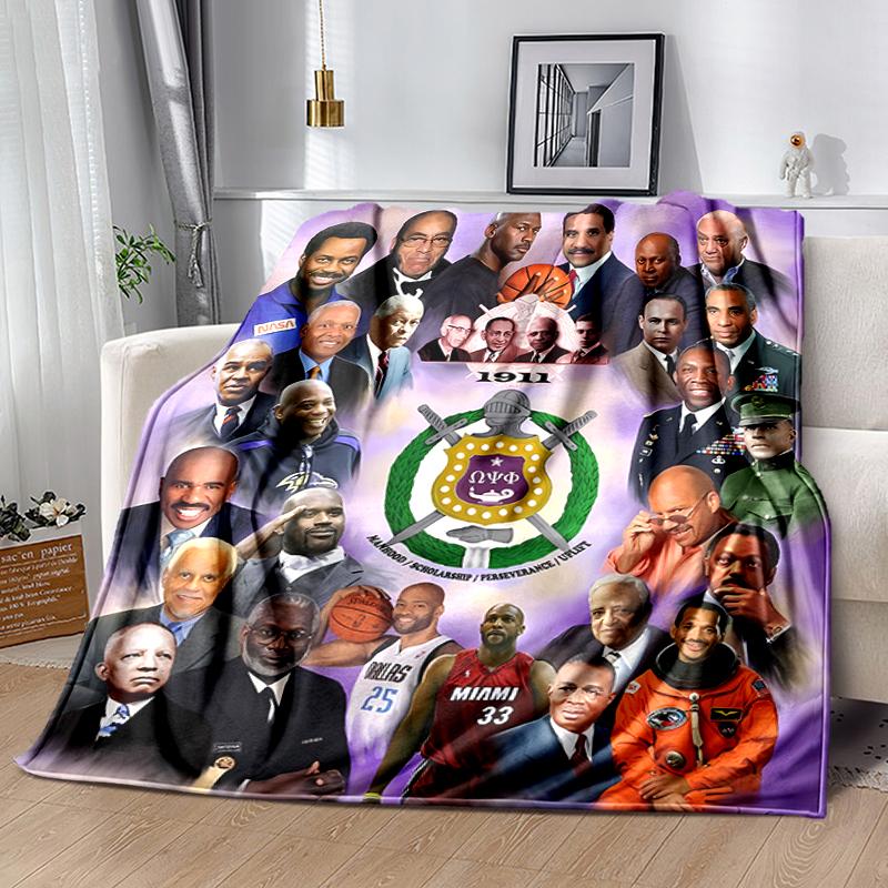 1pc Blanket Omega Psi Phi Print Design, Lightweight Blanket for Sofa, Bed- Soft &Warm, Gift for All Seasons like Christmas, Halloween