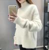 Waterproof And Winter Autumn Nonshedding Mink Sweater Womens Bottoming Shirt Thick Loose Half High Collar Solid Color Pullover Soft And Comfortable