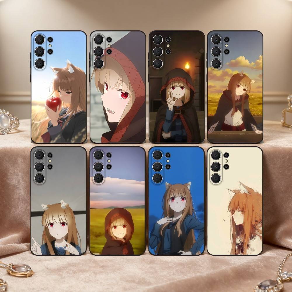 Чехол для телефона аниме S-Spice and W-Wolf для Samsung S26, S25, 24, 23, 22, 30, 21, 10, 9, Ultra, Plus, Lite, Черный Мягкий Чехол