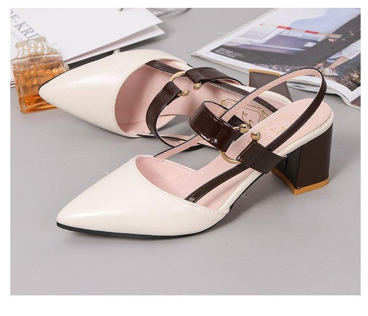 2024 Новые летние женские сандалии Мюли с острым носком на низком каблуке Модные повседневные туфли с пряжкой на толстом каблуке Женские сандалии