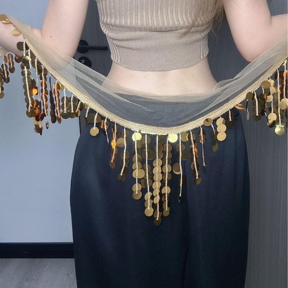 Long Tassel Belly Dance Hip Scarf Creative Hip Scarf Skirt Indian Costume Sequin Waist Chain Women
