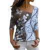 Универсальная повседневная футболка с цветочным принтом и цифровым принтом, забавная, модная, сексуальная, с диагональным воротником, женская, повседневная, с длинным рукавом, женская, удобная