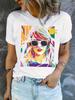 Women's Oversized White Tee with Distinctive Print Graphics