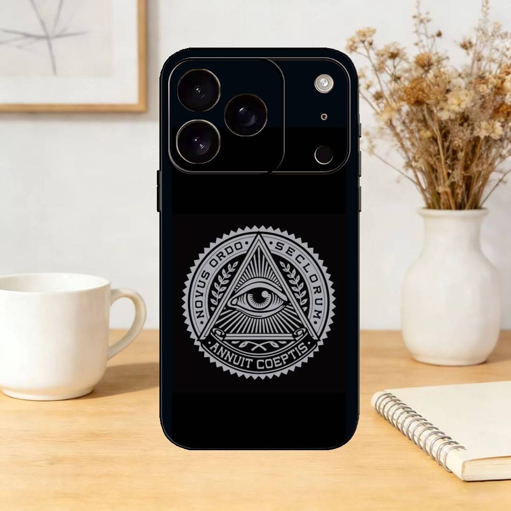 Чехол для телефона с символом масонства Силиконовый черный Мягкий Для IPhone 17,16,15,14,13,12,11,SE,Plus Pro Max