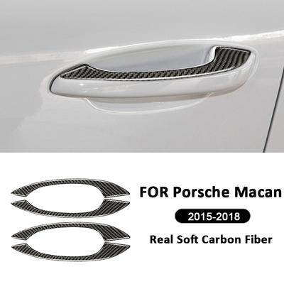 Для Porsche Macan 2015-2018 Декоративные накладки-полоски на внешние ручки дверей из углеродного волокна Наклейка Декорация Внешние аксессуары