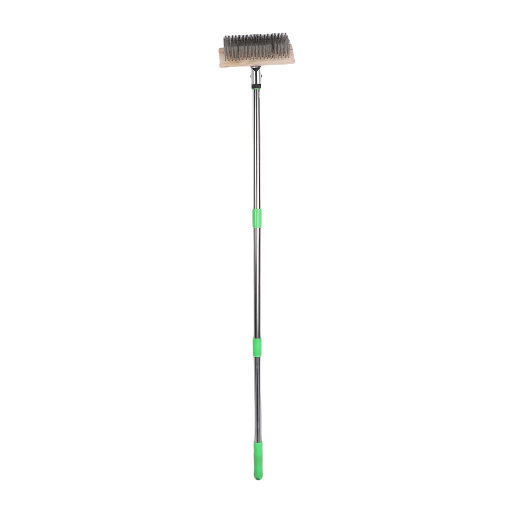 Stainless Steel Floor Scrubber Deck Wire Scratch Scrub Brush Moss Remover with 1.2m Long Handle for Outdoor Heavy Duty