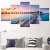 5 Panels Landscape Wood Bridge House Sunrise Night View Canvas Painting Posters and Prints Wall Art Pictures Home Decor No Frame