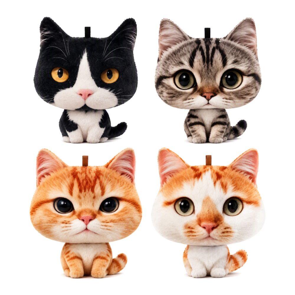Realistic Big Face Cat Keychain Fluffy Fluffy Kitty Pendant Backpack Ornament Backpack Decoration