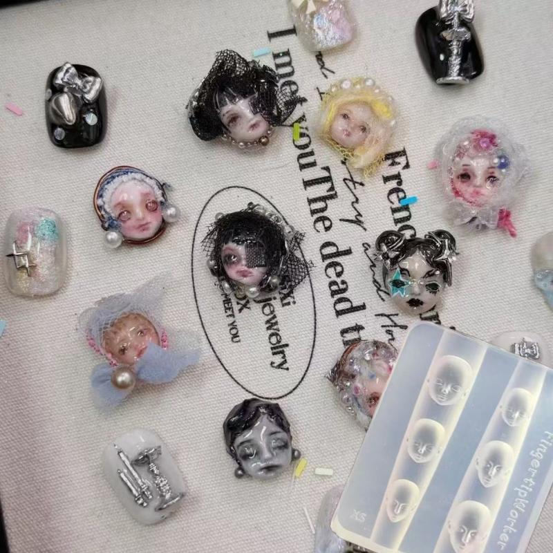 3D Rose Flower Butterfly Silicone Mold Nail Art Decorations DIY Cherry Design Nail Templates Jewelry Crafts Manicure Design Tool