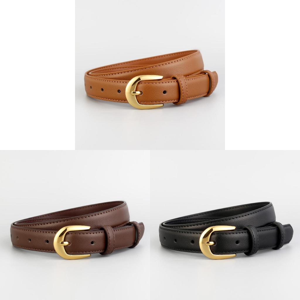 Genuine Leather Womens Slim Belt For Office And Casual Wear With Pin Buckle