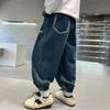 Джинсы для мальчиков Осень Детские брюки Брюки для больших детей Повседневные брюки Корейские крутые и модные брюки
