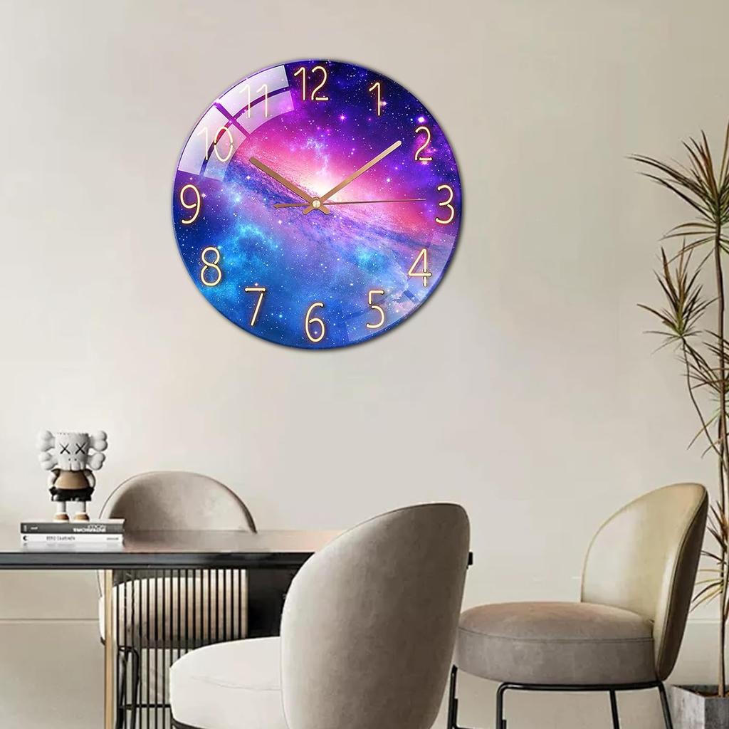 Digital Wall Clock with Low Noise, 30cm/12inch Galaxy Wall Clock Quartz Clock Quiet Silent Simple Clock for Home Decor Children Room