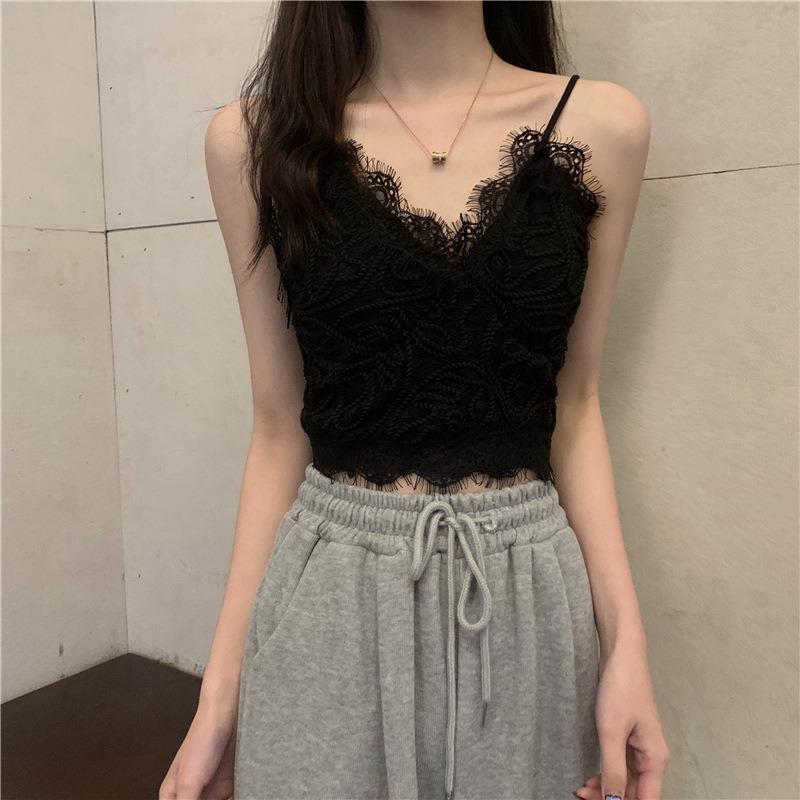 French Lace Sling Vest Women's Inner Summer Design Sense Text Outer Tube Top