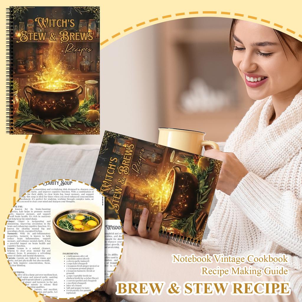 Блокнот для рецептов «Ведьмин отвар и рагу» Винтажная кулинарная книга Руководство по приготовлению рецептов