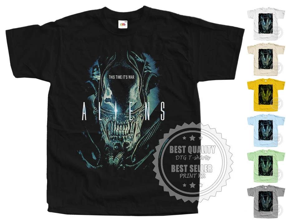 ALIENS Movie V1 T Shirt Tee BLACK Horror Movie Poster All Sizes S to 5XL