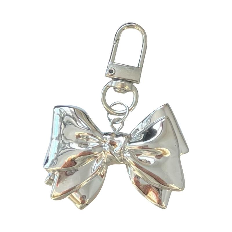 Metal Bowknot Charm Keychains Sweet Cool Pendant Hanging Ornament Keyring Backpack Decoration Jewelry for Women Girls