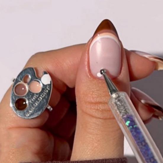 Палитра для дизайна ногтей, набор колец, носимые кольца для пальцев, металлические маникюрные инструменты, мини-палитра для красок, кольца для пальцев, палитра для смешивания цветов для дизайна ногтей на кончиках пальцев