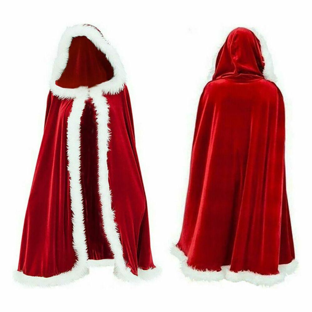 Christmas Cloak Women Hooded Ponchos Jacket Long Adult Kids Thick Warm Xmas Cape Party Costume Women's Clothing