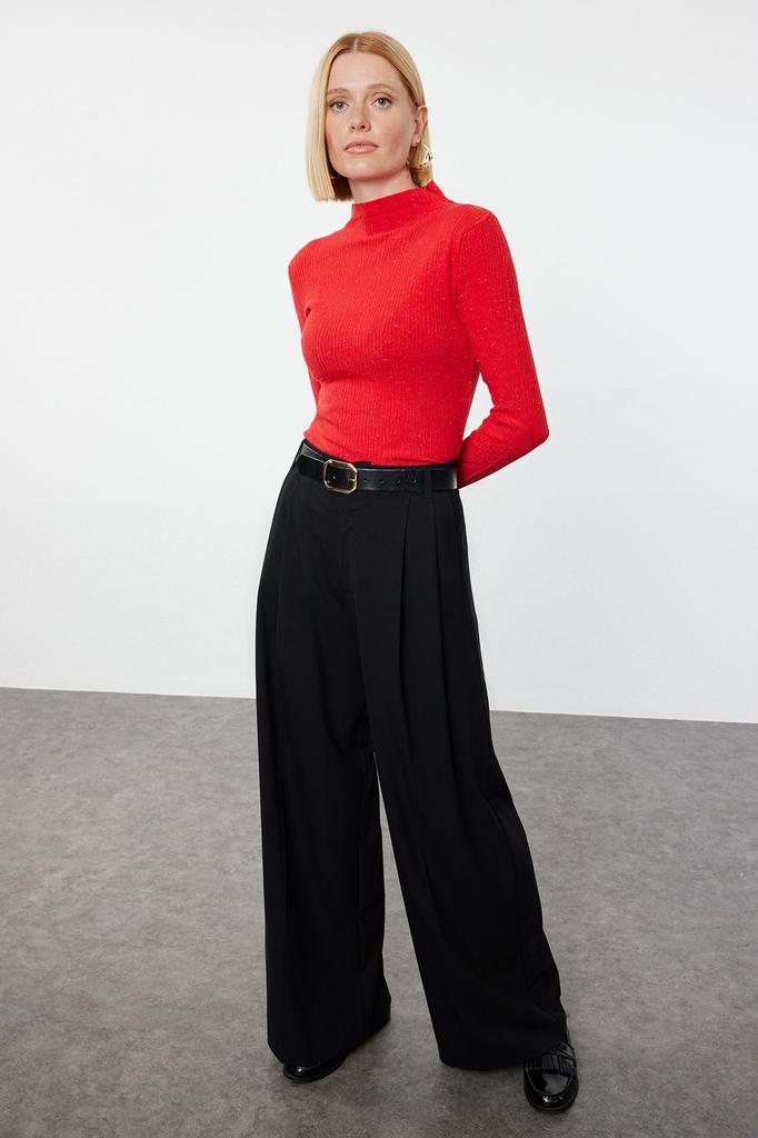 Женский свитер элегантного стиля зеленый из премиальной пряжи специальной пряжи со стойкой трикотажный свитер