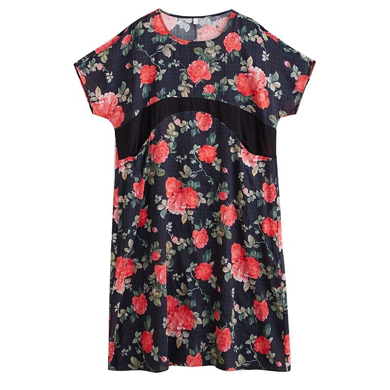 Новое хлопковое винтажное платье с цветочным принтом больших размеров с коротким рукавом для женщин, повседневное свободное длинное летнее платье