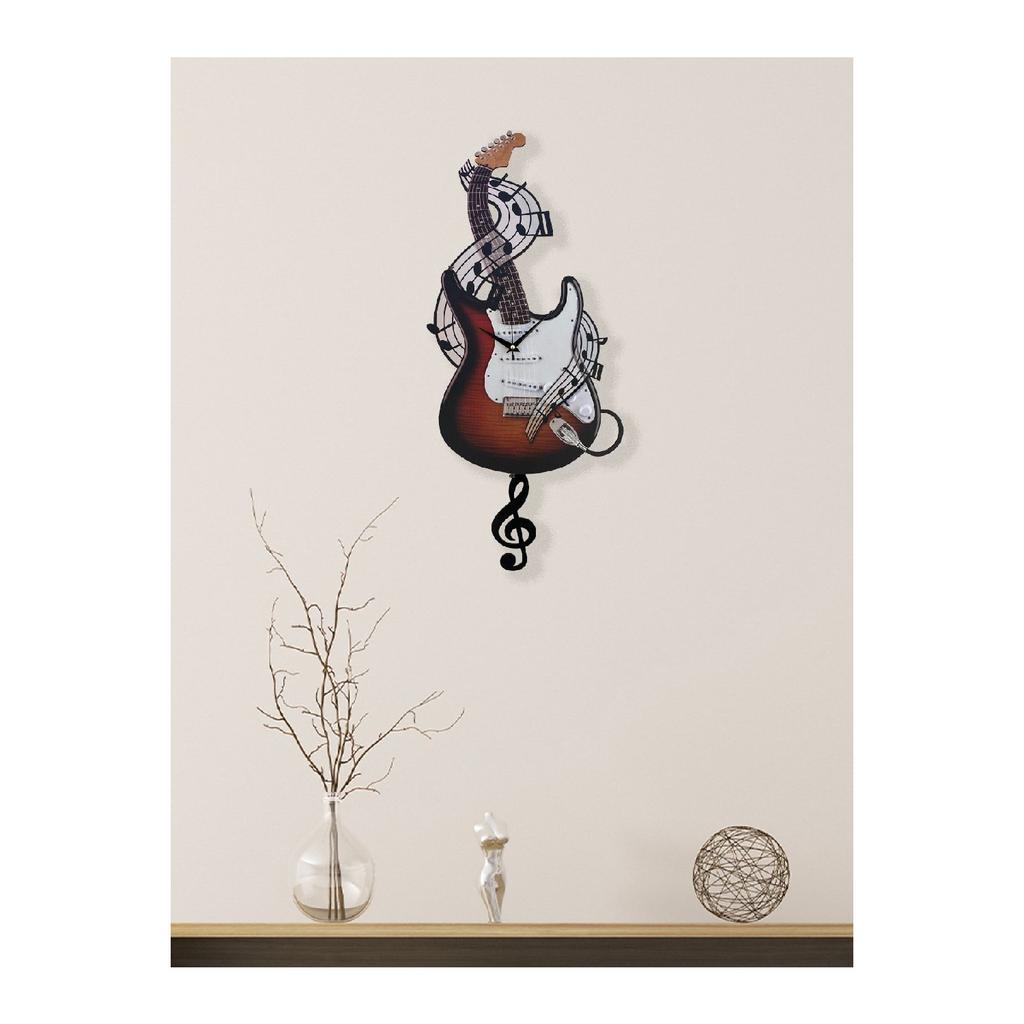 Декоративные настенные часы с маятником с электрогитарой
