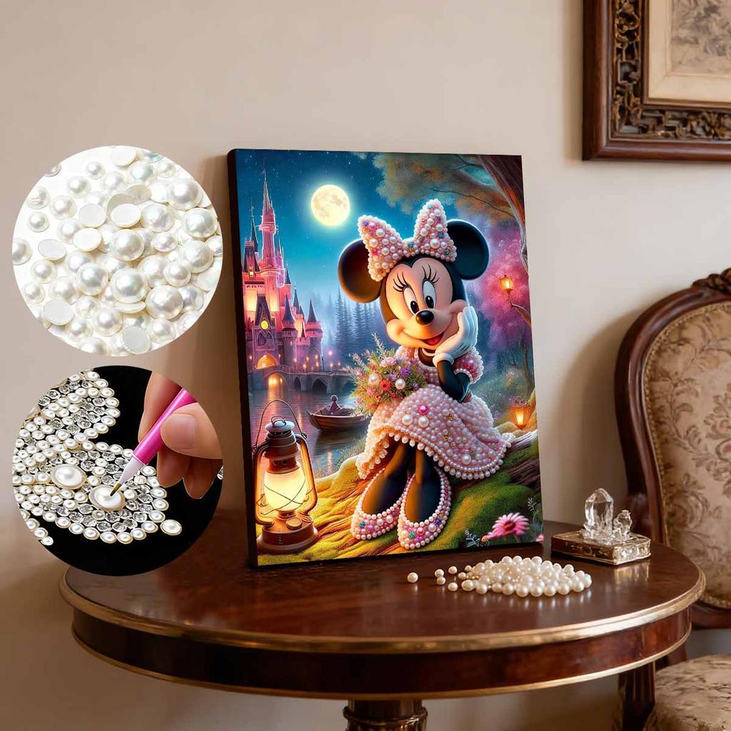 Disney Жемчужная Живопись Минни Замок Лунного Света Букет Творческое Искусство 5D Жемчужная Вышивка Набор для Вышивки Крестом Ручная Работа DIY Декор для Дома и Комнаты Подарок