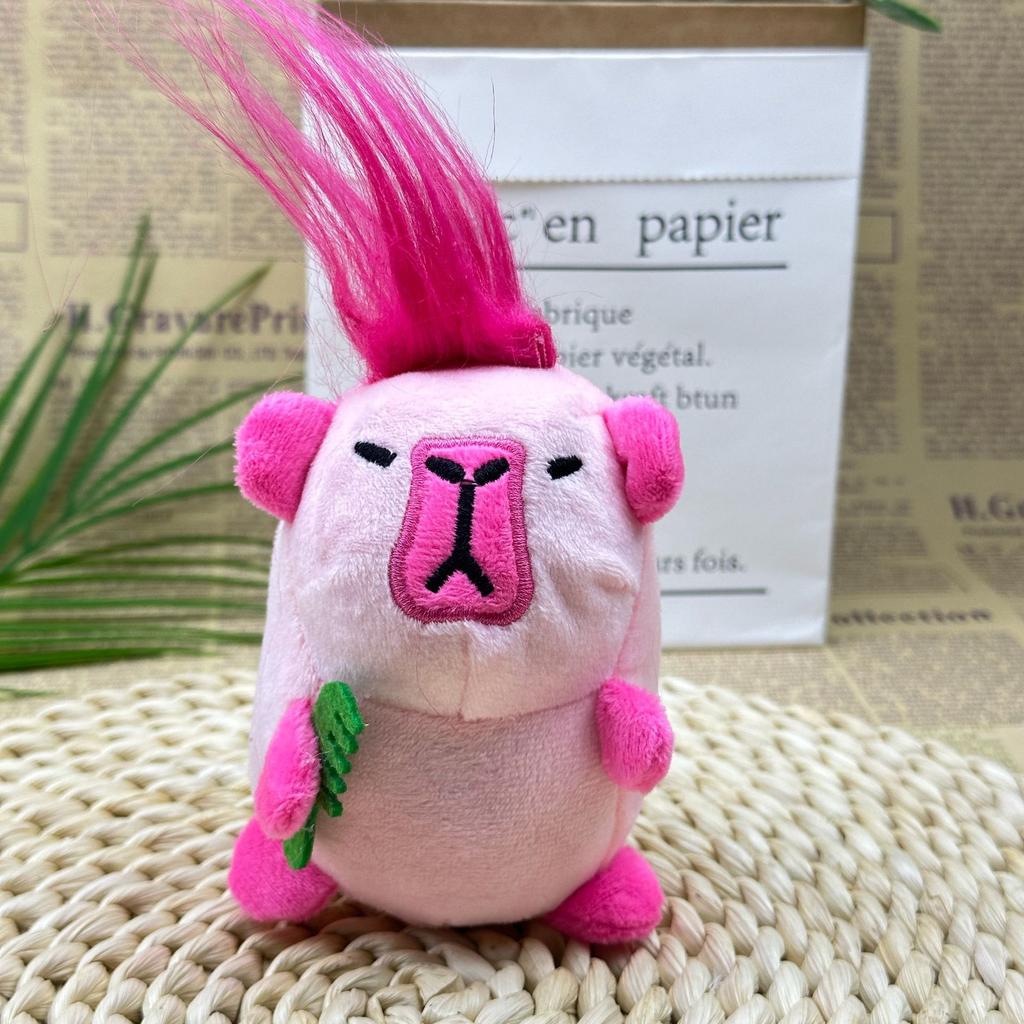 Creative Cute Stuffed Capybara Keychain Long-haired Capybara Doll Pendant Capybara Worm Doll Pendant Keychain Plush Toy