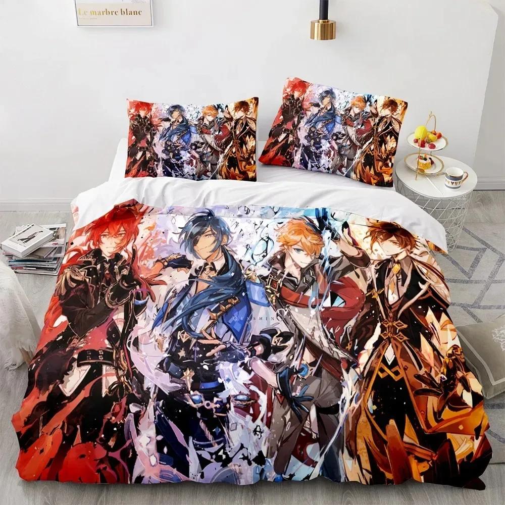 Game Genshin Impact Comforter Комплекты постельного белья Одеяло Покрывало Пододеяльник Наволочка Наборы Детский Взрослый Размер
