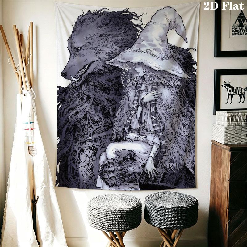 Ranni Moon Wall Hanging Printed Fabric Blanket Decorative Tapestries for Bedroom Living Room Home Decor