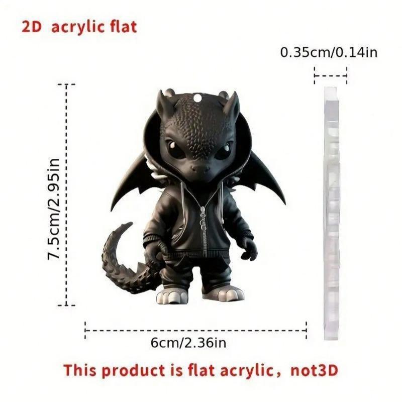 Акриловый декоративный кулон «Черный дракон», автомобильные аксессуары, украшение для внутреннего зеркала заднего вида, рождественская елка, 2D-плоский кулон, сумки и брелки