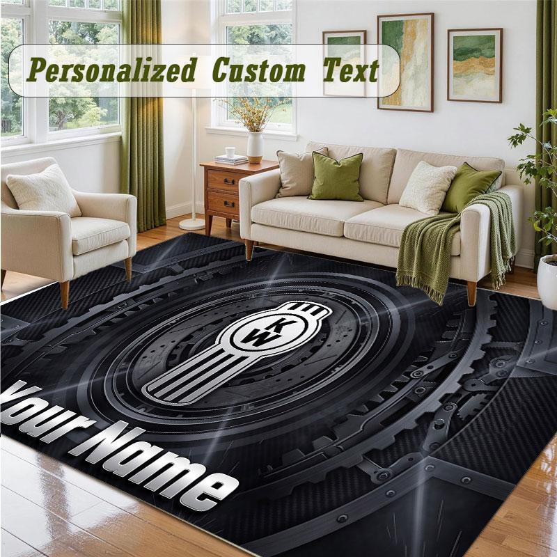 Crystal Velvet Square Rug Custom NameKenworth Pattern Non Slip Home Floor Decor Rug