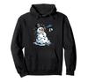 Funny Christmas Hoodie Featuring a Snowman Melting Under a Hair Dryer