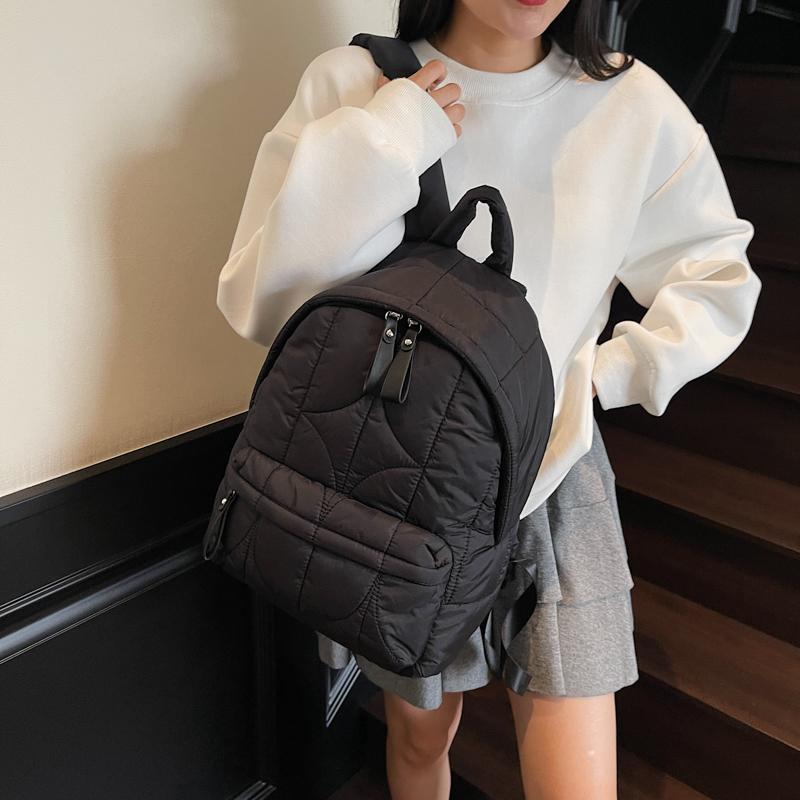 Ultralight Space Down Backpack Women School Backpack Bag Girls Fashion Trend Lightweight Cotton Travel bag Cotton Shoulder Bags