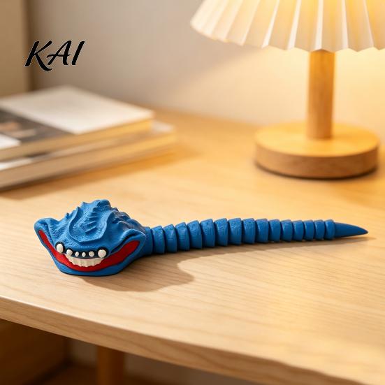 Movable Tail Sea Animal 3D Printed Monsters Ornament, Flexible Articulated Action Figure, Fantasy Unique Room Decoration Deep Creature Statue for Desk
