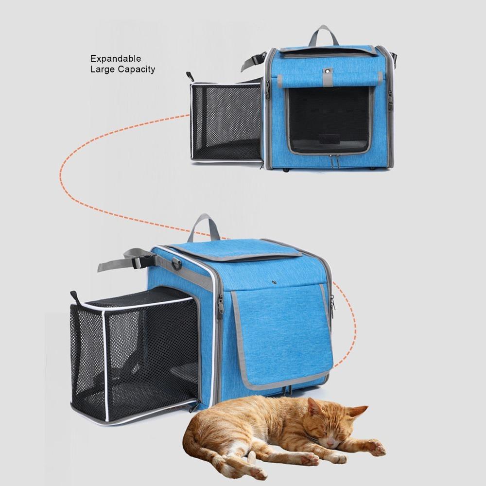 Soft Sided Expandable Cat Backpack Multi Opening Dog Bike Basket Bike Riding
