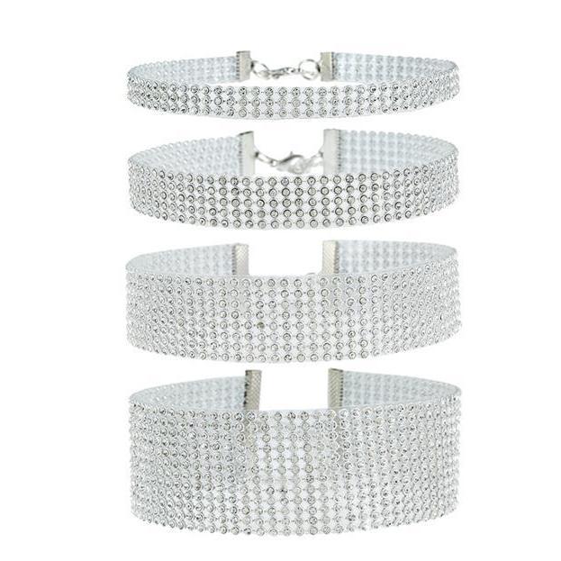 Женская мода Полный Алмазный Кристалл Горный Хрусталь Колье Воротник Цепи Ожерелье Роскошные Свадебные Украшения