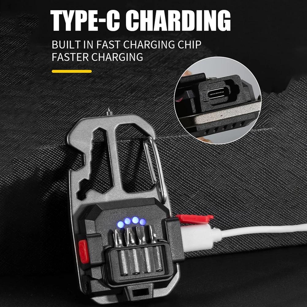Мини-светодиодный красный синий наплечный полицейский фонарь USB C перезаряжаемый мигающий безопасный новый светильник мини-брелок-фонарик