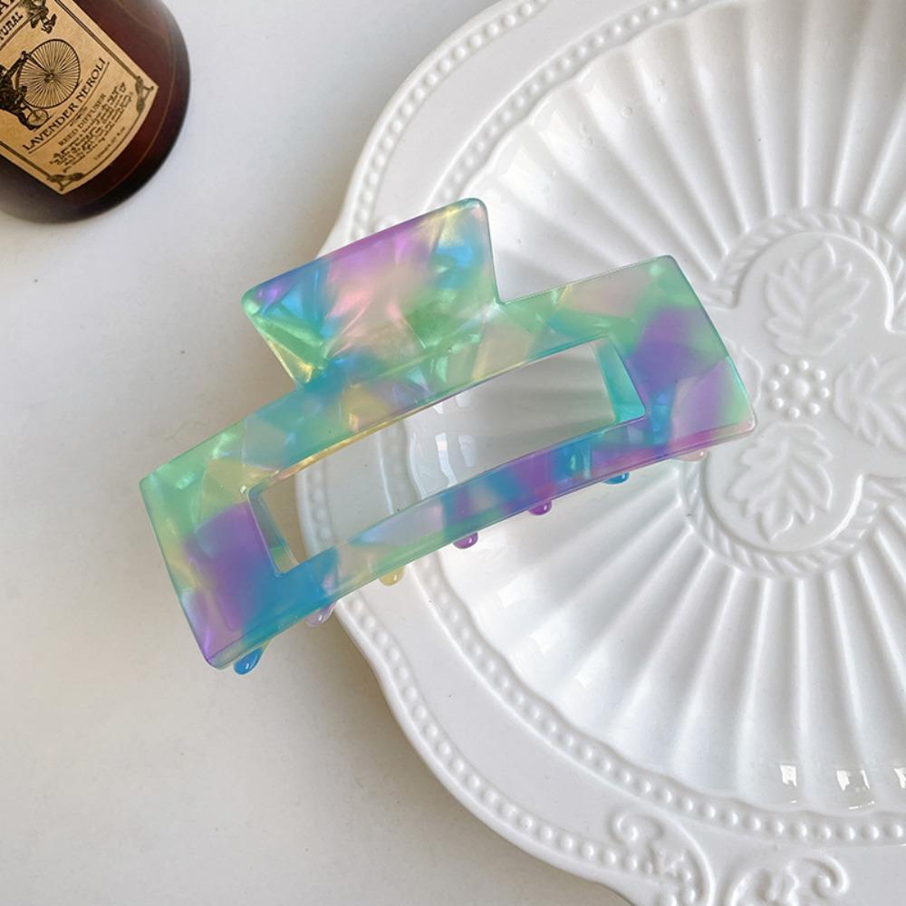 French Style Acetic Acid Hair Clip Colorful Shark Clip Rectangular Hollow Hair Claw  Female