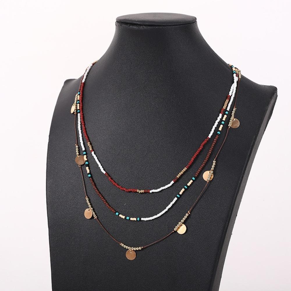 Multi-layer Clavicle Chain Jewelry Bohemian Necklaces Retro Bead Necklaces  Daily