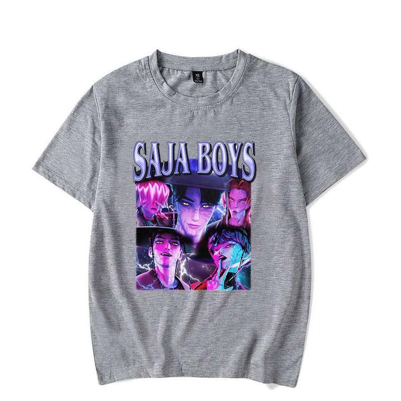 Горячая K-pop футболка с принтом Demon Hunters Saja Boys Летняя повседневная свободная футболка Женская Мужская Футболки Харадзюку