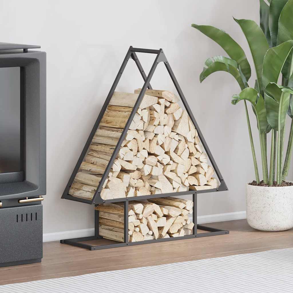 Firewood Rack Black 80 x 25 x 90 cm Cold Rolled Steel