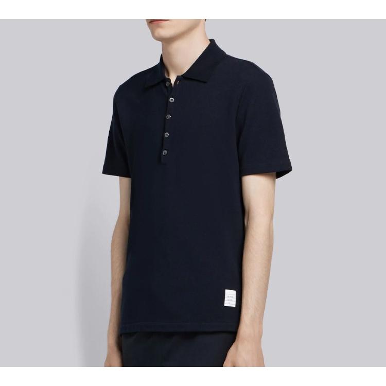 THOM BROWNE Classic Pique Stripe Relaxed Polo Shirt Men's MJP042A-00050-415