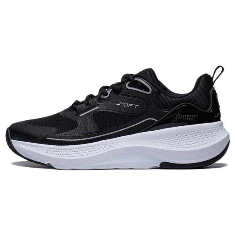 Li Ning SOFT GO Нескользящие, Износостойкие, Дышащие Низкие Повседневные Кроссовки Женские Черно-Белые AGLT126-2